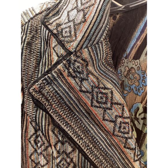 Alberto Makali Multi Color Crinkle Knit "Missoni Look" Mid Sleeve Jacket Top M - Picture 6 of 11